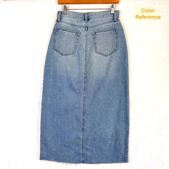 Altar’d State Jocelyn Front Slit Classic Midi Denim Skirt Womens S Light Wash - Picture 3 of 8